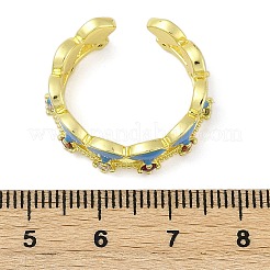 女性用真鍮マイクロパヴェキュービックジルコニアエナメルカフリング  カドミウムフリー＆ニッケルフリー＆鉛フリー  ファン  18KGP本金メッキ  ミックスカラー  内径: 調節可能&nbsp;RJEW-L113-029G