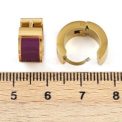 304ステンレススチールエナメルフープピアス  ゴールドカラー  ミックスカラー  13~16x13~13.5x3~7mm  3のペア/セット&nbsp;EJEW-K268-20G-03