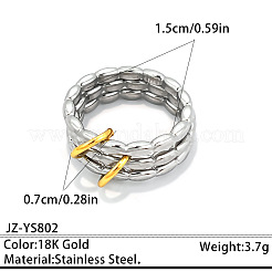 ツートンカラーの304ステンレススチール製指輪  ゴールデン·ステンレス鋼色  usサイズ4 1/4(15mm)&nbsp;WG54557-04