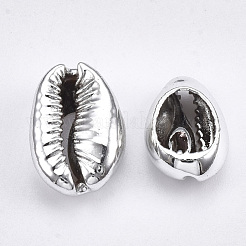 カウリーシェルビーズ  UVメッキ付き  穴なし/ドリルなし  ホワイトスモーク  13~16x8~11x5~6mm&nbsp;SHEL-S266-06B