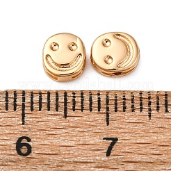 真鍮ビーズ  カドミウムフリー＆ニッケルフリー＆鉛フリー  笑顔  18KGP本金メッキ  5.5x5x2.5mm  穴：0.9mm&nbsp;LS-KK-Z112-48G
