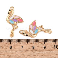 カラフルなエナメルペンダントが付いた合金  フラミンゴの形のチャーム  ライトゴールド  29.5x16x3mm  穴：1.6mm&nbsp;AL-CBA9C31-04G