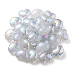 UVメッキレインボー虹色イミテーションゼリーアクリルビーズ  ハート  ライトスチールブルー  16x21x11mm  穴：2mm&nbsp;OACR-C007-08D