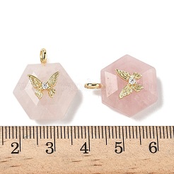 Natural Rose Quartz Faceted Pendants&nbsp;G-P585-01G-09