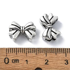 チベット風合金ビーズ  蝶結び  アンティークシルバー  10x14x6.5mm  穴：6.3x4.2mm  約294個/500g&nbsp;TIBEB-F065-07AS-05