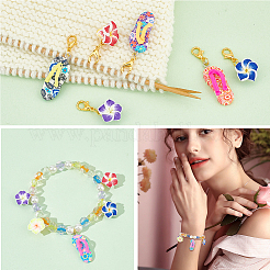 Summer Theme Plumeria Flower & Flip Flops Pendant Stitch Markers&nbsp;HJEW-AB00407