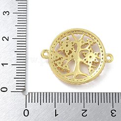Rack Plating Brass Clear Cubic Zirconia Flat Round with Tree Connector Charms&nbsp;KK-A234-033G