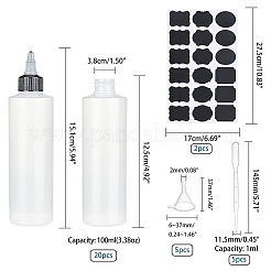 プラスチック接着剤ボトル  PVC黒板ステッカーラベル付き  使い捨てプラスチックトランスファーピペットとプラスチックファンネルホッパー  ミックスカラー  ボトル：20本/セット  ラベル：2個/セット  ピペット：5個/セット  ホッパー：5個/セット  容量：1~100ミリリットル&nbsp;DIY-PH0004-31A