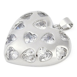 Rack Plating Heart Brass Micro Pave Clear Cubic Zirconia Pendants&nbsp;KK-P287-37P