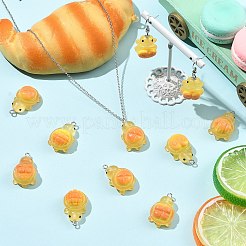 光る透明な不透明樹脂ビーズ  亀のチャーム  プラチナループ付き  暗闇で光る  ゴールド  28x17x12mm  穴：2mm&nbsp;RESI-CJZ0001-05