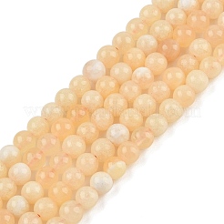 天然の黄色の方解石ビーズ連売り  ラウンド  きいろ  6mm  穴：0.9mm  約68~69個/連  15.16~15.55インチ（38.5~39.5cm）&nbsp;G-C251-A01-6mm