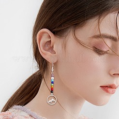 DIYイヤリング作成キット  花と山の304と201のステンレス鋼と合金のペンダントを含む  ガラスビーズ  真鍮製のピアスパーツ  ステンレス鋼色  384個/箱&nbsp;DIY-SZ0008-73