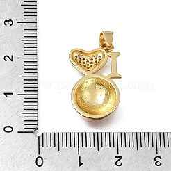 Brass Micro Pave Clear Cubic Zirconia Pendants&nbsp;CU-CBA108A-07G-01