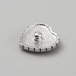 合金ラインストーンスナップボタン  ハート  プラチナ  ペリドットAB  24x23x8mm&nbsp;BUTT-WH0057-007P-01