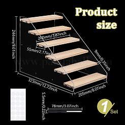 Rectangle Acrylic with Wood Minifigures Organizer Display Risers&nbsp;ODIS-WH0038-102B