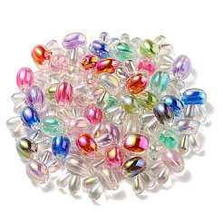 UVメッキレインボー虹色アクリルビーズ  ツートンカラーの二層ビーズ  ウサギの頭部  ミックスカラー  20x15x13mm  穴：3mm&nbsp;PACR-E001-05