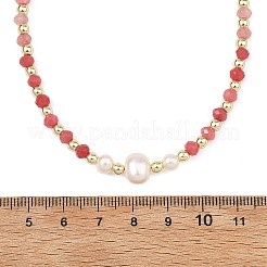 Gradient Color Gemstone & Natural Cultured Freshwater Pearl Beaded Necklaces&nbsp;NJEW-JN06316-02