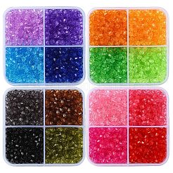 1200個4色透明アクリルビーズ  双円錐形  ミックスカラー  4x4mm  穴：1.2mm  300個/カラー&nbsp;TACR-YW0002-41A