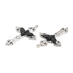 合金ビッグペンダント  バットと交差する  ガンメタル＆シルバー  55x36x3mm  穴：2.5mm&nbsp;FIND-C032-11