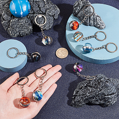 8Pcs 8 Colors Platinum Tone Alloy Keychain&nbsp;KEYC-OC0001-33
