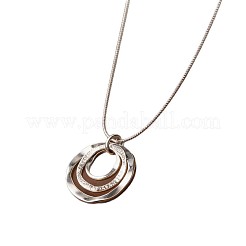 合金製トリプルリングペンダントネックレス（女性用・男性用）  プラチナ  21.65インチ（55cm）&nbsp;WG3F07B-01