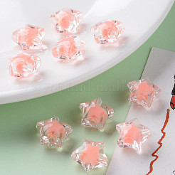 透明なアクリルビーズ  二層ビーズ  多面カット  スター  鮭色  14x15x8.5mm  穴：2mm  約518個/500g&nbsp;TACR-S152-02A-SS2109