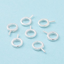 スターリングシルバー製スクリューアイペグベイル925個  リング  銀  9x6x1mm  穴：4mm  ピン：0.6mm&nbsp;STER-D035-42S