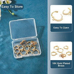 12Pcs 6 Styles Brass Micro Pave Clear Cubic Zirconia Hoop Earring Findings&nbsp;KK-TA0002-86