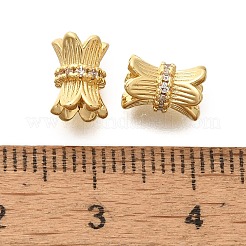 Rack Plating Brass Micro Pave Clear Cubic Zirconia Beads&nbsp;KK-H508-17G