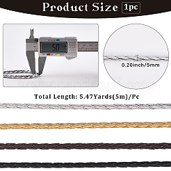 5M Braided Round PU Leather Jewelry Cord&nbsp;OCOR-GF0004-96A-04