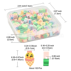手作り樹脂粘土ビーズ  形と表情の混合  ミックスカラー  9~14.5x6~10x4~5mm  穴：1.5mm  100個/箱&nbsp;CLAY-YW0001-65