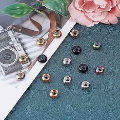 PVD真空メッキ304ステンレススチールビーズ  プラスチック付き  スライダービーズ  ロンデル  ミックスカラー  8x4mm  穴：2mm  5色  4個/カラー  20個/箱&nbsp;STAS-UN0019-33
