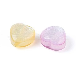 透明樹脂ビーズ  ハート  グリッターパウダー付き  ミックスカラー  15x15.5x10.5mm  穴：1.8~2mm&nbsp;RESI-N048-11
