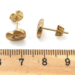 ラックメッキ真鍮マイクロパヴェクリアキュービックジルコニアスタッドピアス  ハート  文字g  8.5x9.5mm&nbsp;EJEW-K299-01G-G