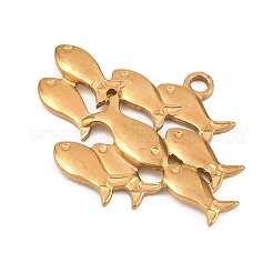 オーシャンシリーズ 304 ステンレススチールペンダント  18KGP本金メッキ  魚のチャーム  26x36x2.5mm  穴：2.5mm&nbsp;STAS-L313-04A-G