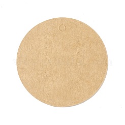 100 個の空白のクラフト紙ギフトタグ  フラットラウンド  バリーウッド  5x0.05cm  穴：3.5mm&nbsp;CDIS-B001-07