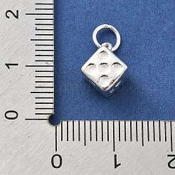 スターリングシルバーのダイスチャーム925個  スタンプ925個と丸カン付き  銀  12x8.5x8.5mm  穴：3.8mm&nbsp;STER-S009-06S