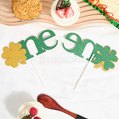 Saint Patrick's Day Clover Paper Cake Toppers&nbsp;AJEW-WH20022-27B