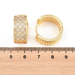 真鍮製マイクロパヴェキュービックジルコニアフープピアス  カドミウムフリー＆鉛フリー  長持ちメッキ  ラックめっき  18KGP本金メッキ  透明  21x9.5mm&nbsp;EJEW-P346-10G-01