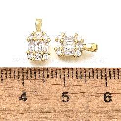 Rectangle Brass Micro Pave Cubic Zirconia Charms&nbsp;KK-S508-50G