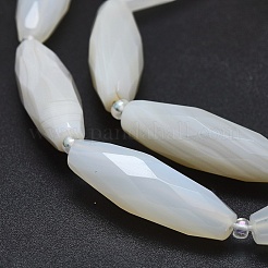 天然ホワイトアゲート瑪瑙ビーズ連売り  多面カット  ライス  29~33x9~10mm  穴：1mm  約12個/連  15.3インチ〜15.7インチ（39~40cm）&nbsp;G-O179-G01-2