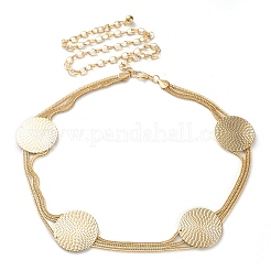 Alloy Flat Round Link Chain Belts&nbsp;AJEW-U019-02KCG-02