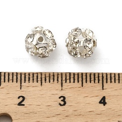 7mm真鍮ラインストーンビーズ  ラウンド  銀  7x7.5mm  穴：1mm&nbsp;X1-KK-S519-01B-S