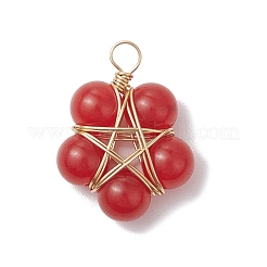 3Pcs 3 Colors Natural Malaysia Jade(Dyed) & White Jade & Black Onyx(Dyed & Heated) Beaded Star Pendants&nbsp;PALLOY-JF03144