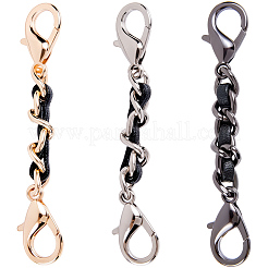 3Pcs 3 Colors PU Leather Alloy Crub Chain Purse Strap Extenders for Purse Making&nbsp;PURS-CL0001-11A