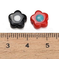 ツートンの不透明アクリルビーズ  花  ミックスカラー  9.5x9.5x4mm  穴：1mm&nbsp;AC-CBA6BCC-05