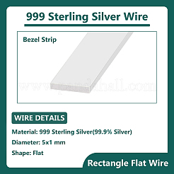 1Pc 999 Fine Silver Sterling Silver Flat Wire&nbsp;STER-BC0002-30
