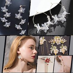200個 4スタイル スプレー塗装ガラスビーズ & アクリルビーズキャップ  花  透明  7~21.5x11.5~22x4.5~21mm  穴：1.2~1.5mm  50個/スタイル&nbsp;DIY-HY0001-10