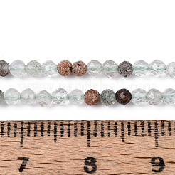 天然緑ロドライトクォーツ/ガーデンクォーツビーズ連売り  ラウンド  多面カット  2~2.5mm  穴：0.5mm  約165~166個/連  15.16~15.35''（38.5~39センチメートル）&nbsp;G-T143-01