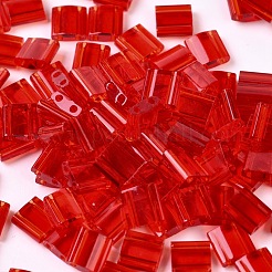 MIYUKIティラビーズ  日本製シードビーズ  2穴  （tl140)透明赤オレンジ  5x5x1.9mm  穴：0.8mm  約118PCS /ボトル  10 G /ボトル&nbsp;SEED-JP0008-TL140